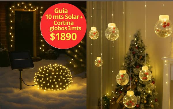 Guia Solar 10 mts + Cortina Globos 3 mts